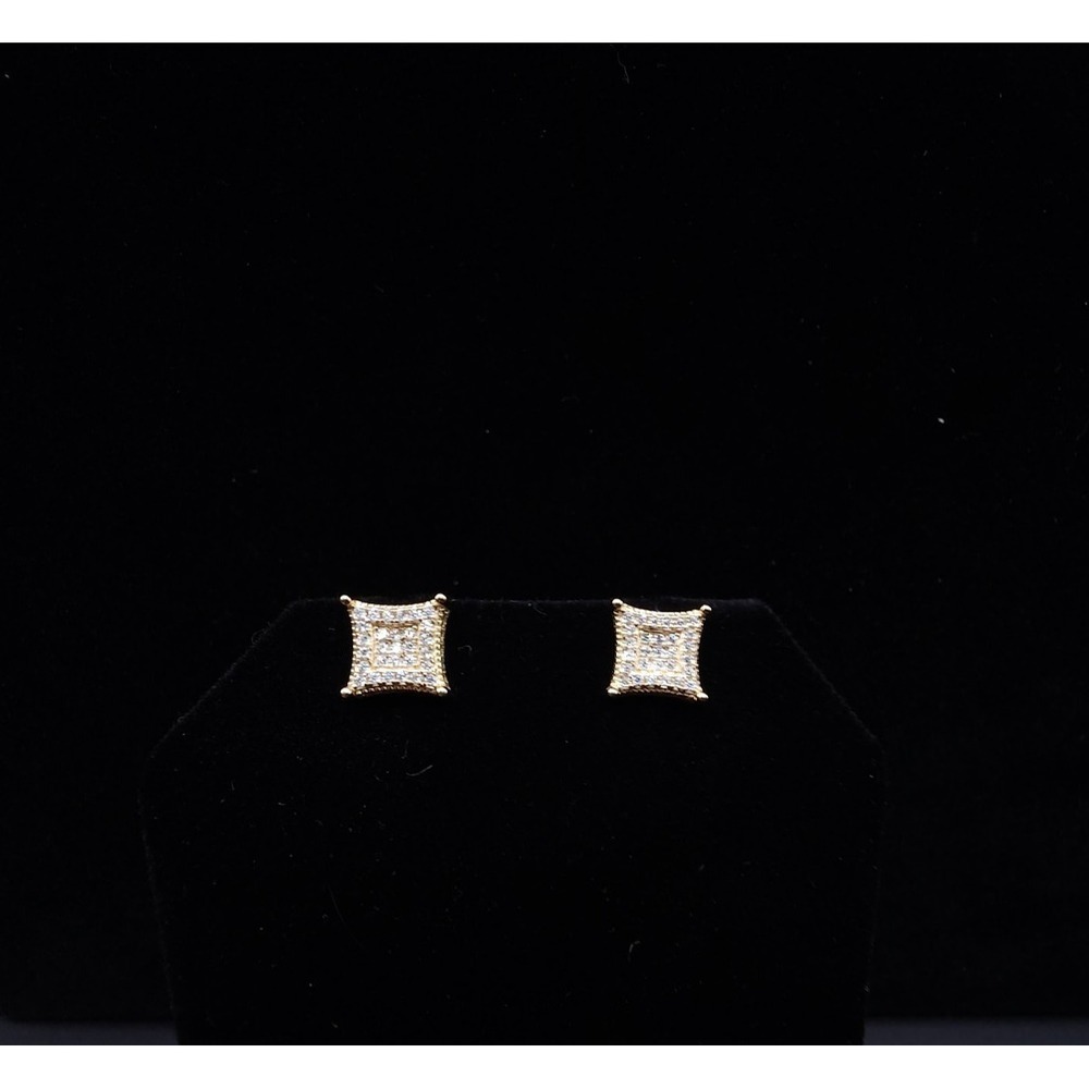 925 Silver Gold Moissanite Stud Earrings - Picture 2 of 13